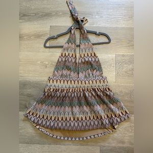 Patterned open back halter top